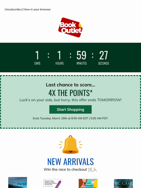 1 day left! Strike gold: 4X the points 🍀