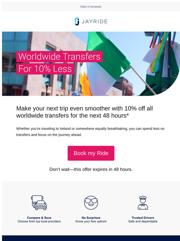 10% Off Airport Transfers for St. Patrick’s Day – Limited Time