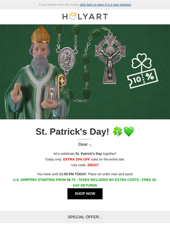 Dear —, St. Patrick's Day! 🍀💚