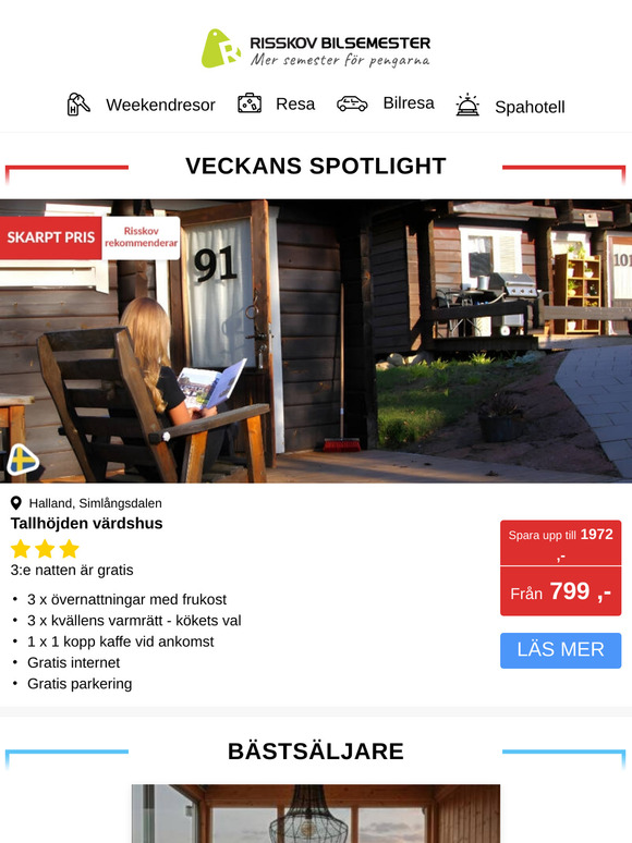 VECKANS SPOTLIGHT - 4 dagar från 799,- inkl. halvpension. 3:e natten är gratis!