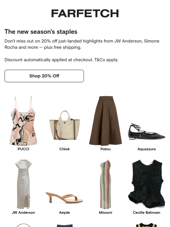 New-season staples have 20% off