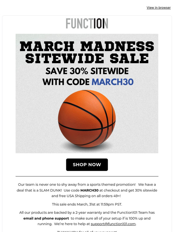 It's a SLAM DUNK! Save 30% Sitewide with our March Madness Sale