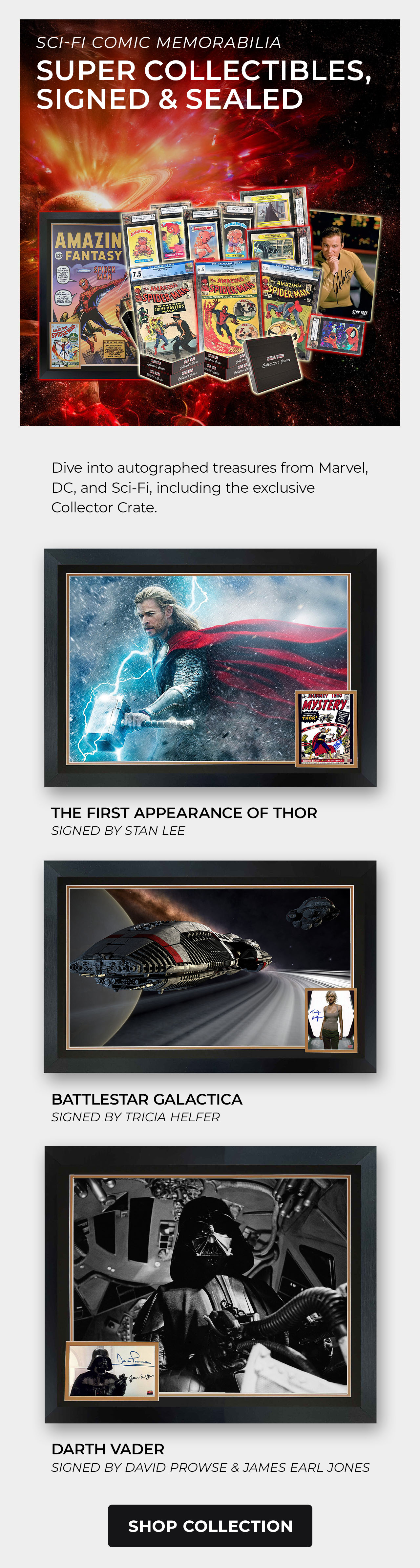 Autograph Authentic Sci-Fi Comic Memorabilia