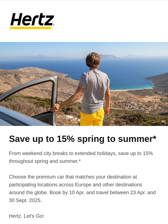 Save up to 15% spring to summer
