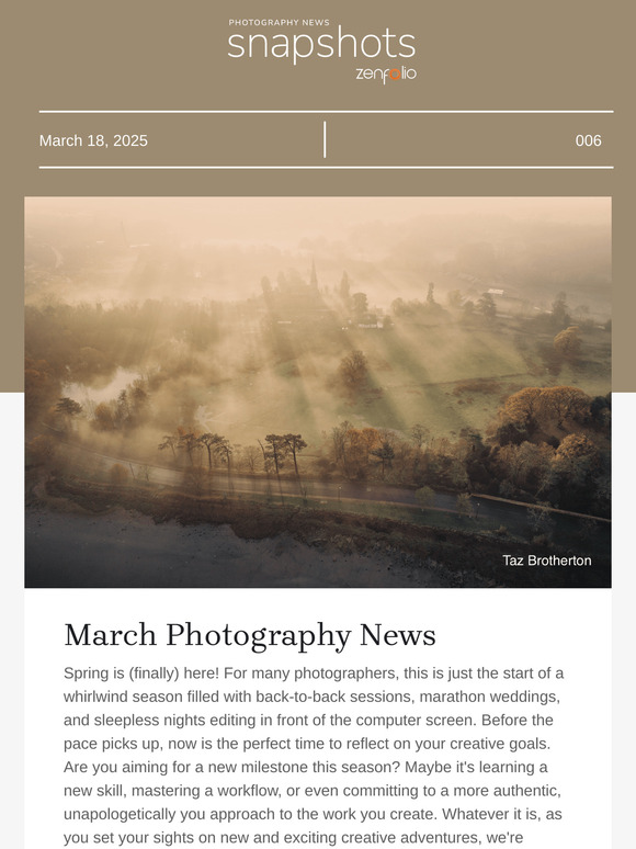 Zenfolio Snapshots Newsletter: A Can't-Miss Webinar & a New Featured Photog!