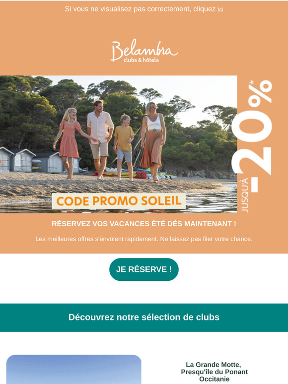 ☀️ Jusqu'à -20% sur votre séjour été avec notre code promo !
