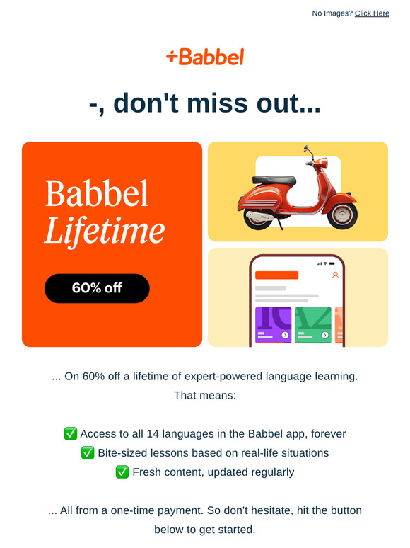 60% off Babbel Lifetime leaves soon ⏳