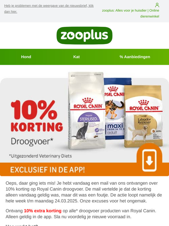 En nu goed: 10% korting op Royal Canin droogvoer