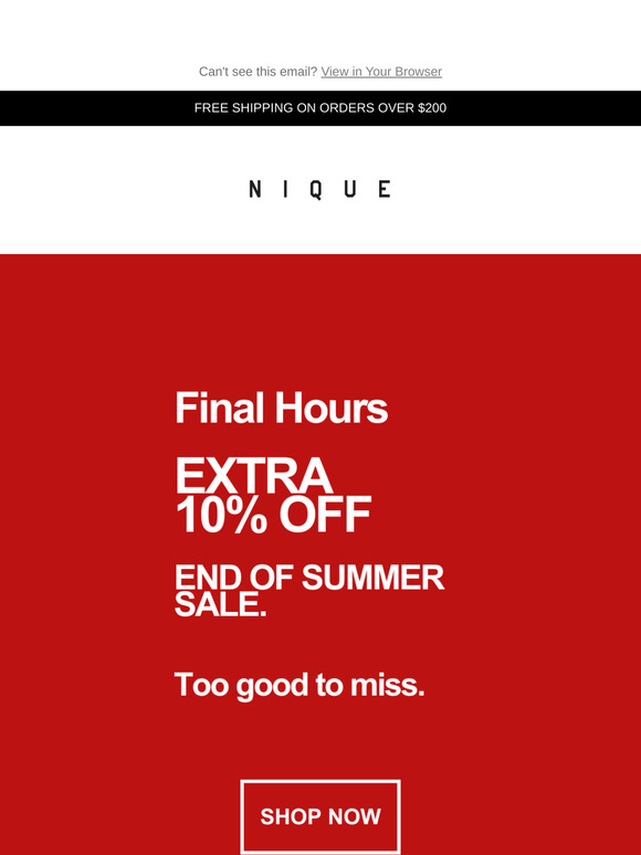 Ends at Midnight. End of Summer SALE.