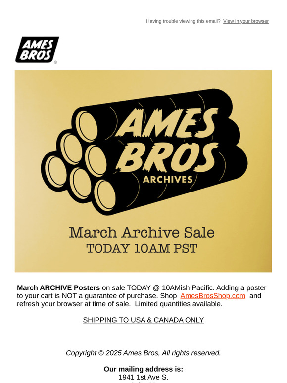March Archive Sale - TODAY
