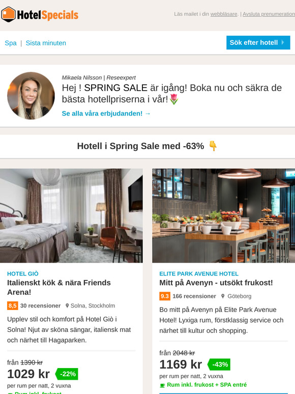 🌷SPRING SALE på hotell - fr. 774 kr/natt