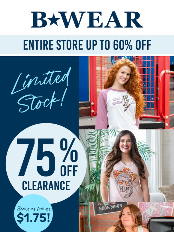 LAST CHANCE! 75% OFF Clearance Items