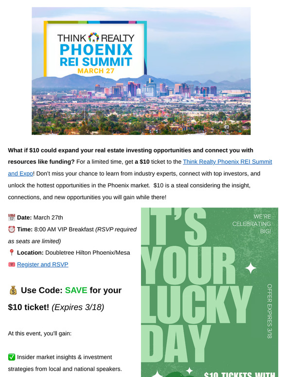 Don’t Let Your “Luck” Run Out! $10 Ticket Offer Expiring Soon! ☘️