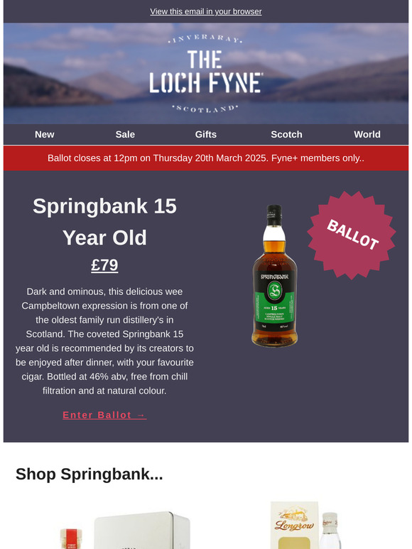 BALLOT: Springbank 15 Year Old (£79)
