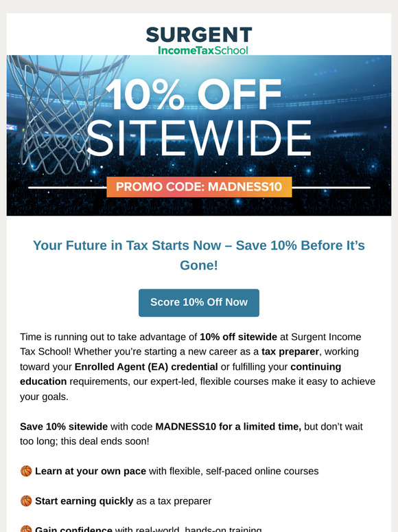 Save 10% on Tax Education — Offer Ends Soon! 🏀