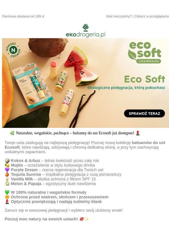 💋 Nowość! Balsamy do ust Ecosoft – naturalna pielęgnacja i wyjątkowe zapachy!
