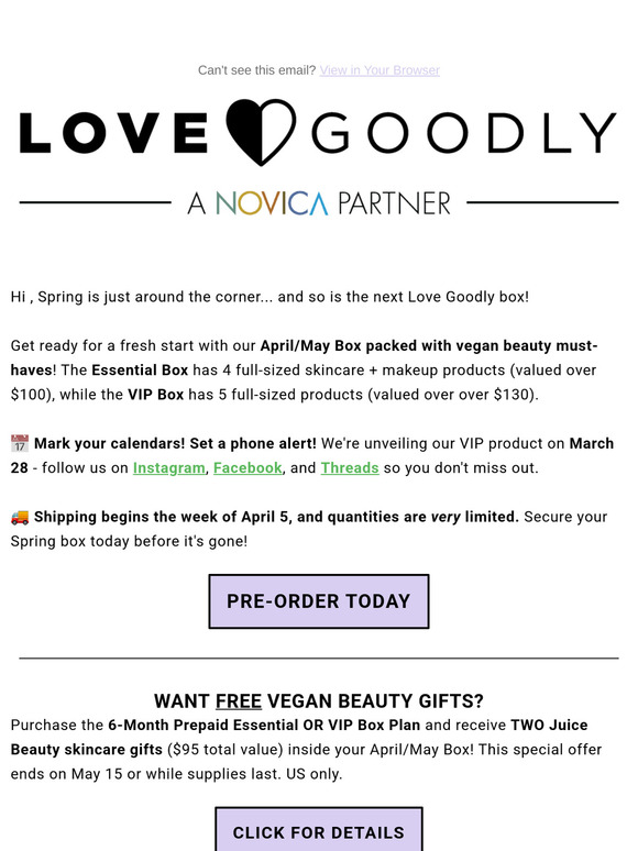 Pre-order your Spring Box today + claim your FREE skincare gifts ($95 total value)!