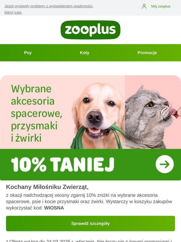 🌿🌷 Wiosna, wiosnaaaa... I -10% na wybrane akcesoria, przysmaki i żwirki!