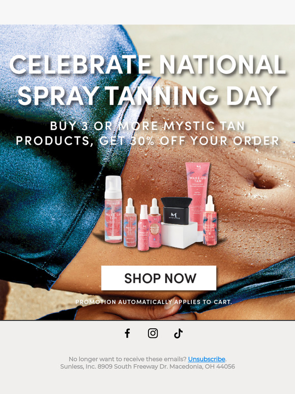 Buy 3 or More Mystic Tan Products, Get 30% off you Order!
