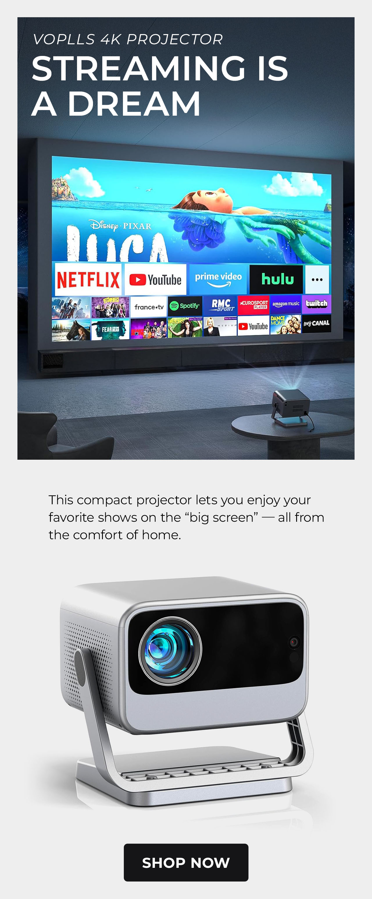 VOPLLS Smart 4K Video Projector