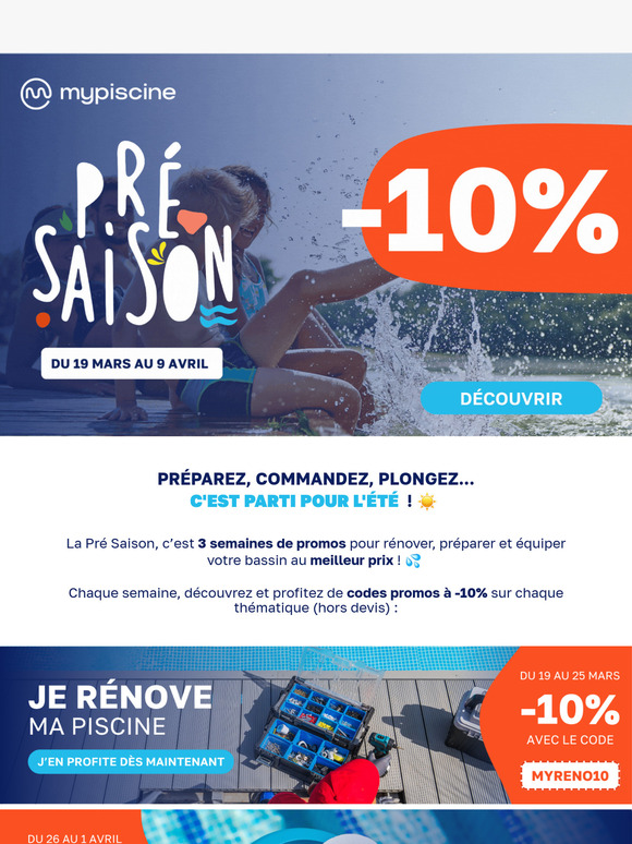 PRÉ SAISON 🌞 -10% avec vos Codes Promos
