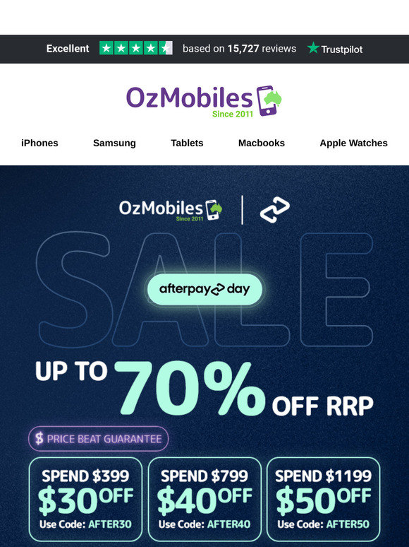 🔥Afterpay Day Sale🔥Score up to 70% Off RRP