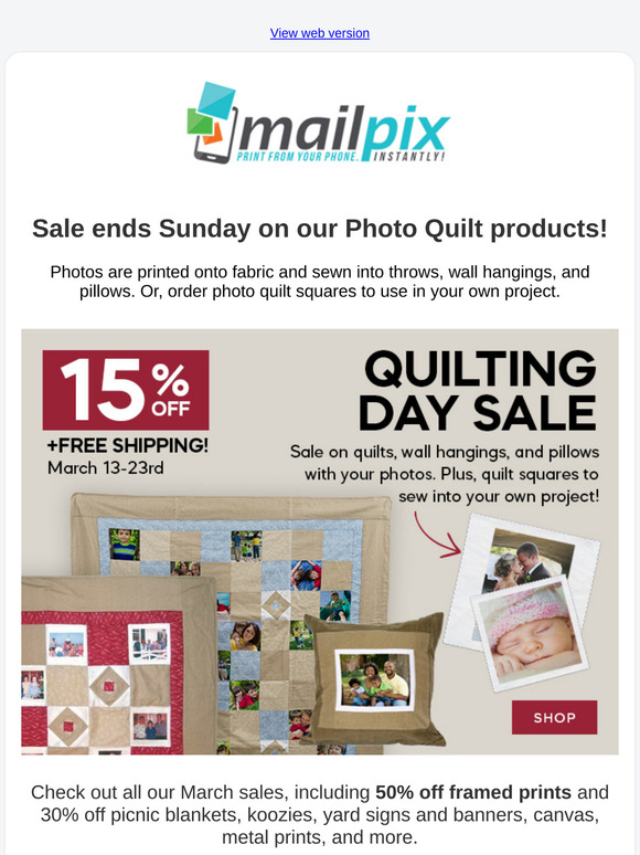 Moms love photo quilts and Mother's Day is coming...