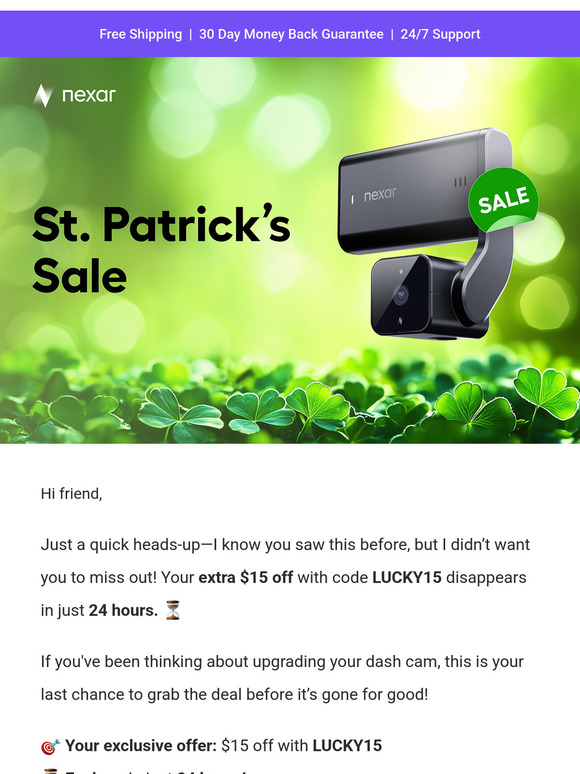 Ends Soon! 🍀 Don't Miss $15 Off This St. Patrick’s Day!