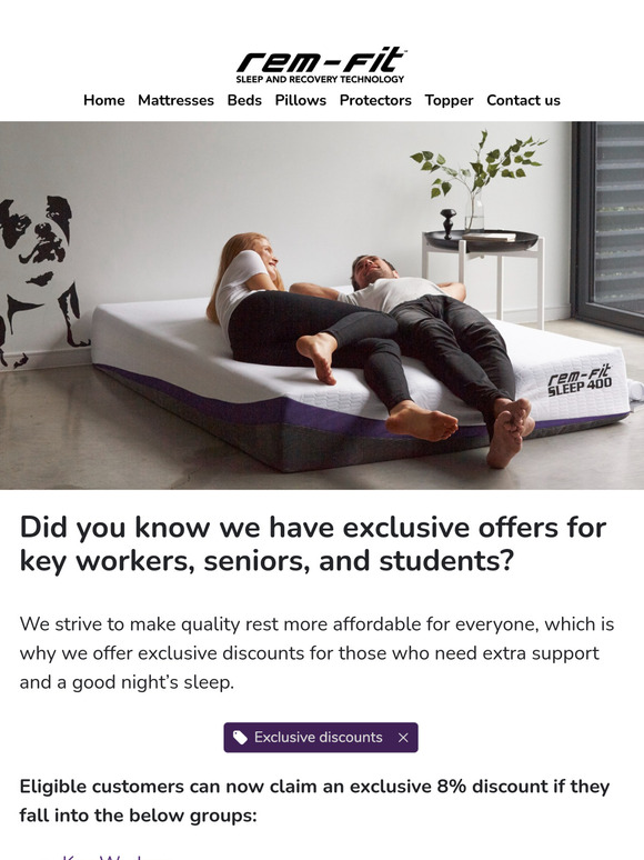 Exclusive mattress offers for key workers, seniors, and students!