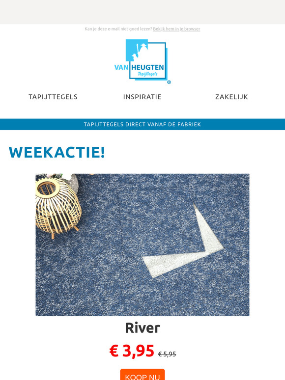 ⏰ Weekactie, RIVER tapijttegel nu €3.95