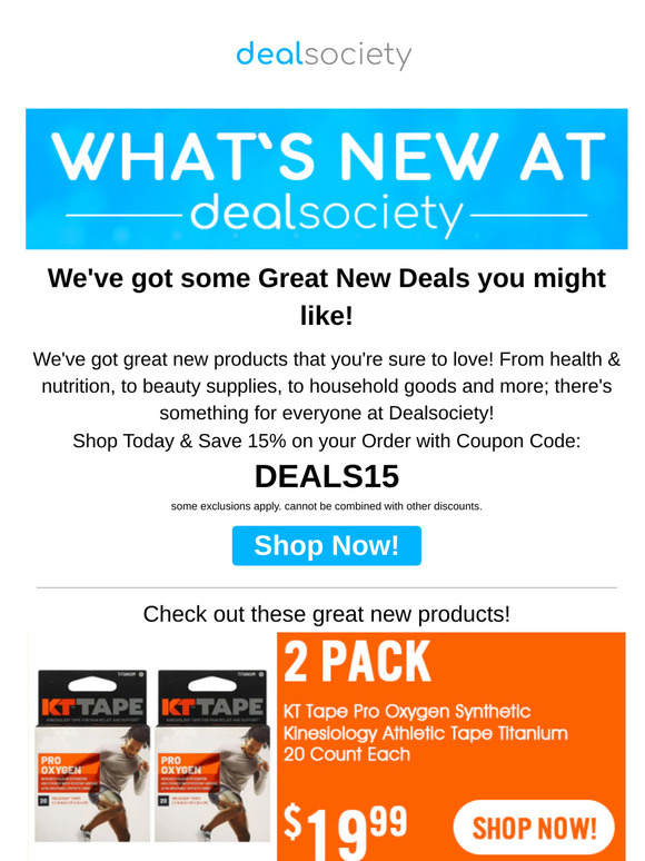 Save 15% on these Great New Deals at Dealsociety!