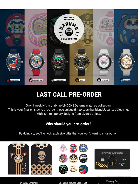 Final Week for UNDONE Daruma Watch Pre-orders! 🔥