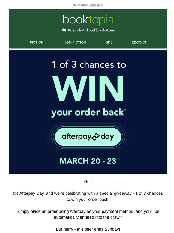 📚 WIN your order back this Afterpay Day!