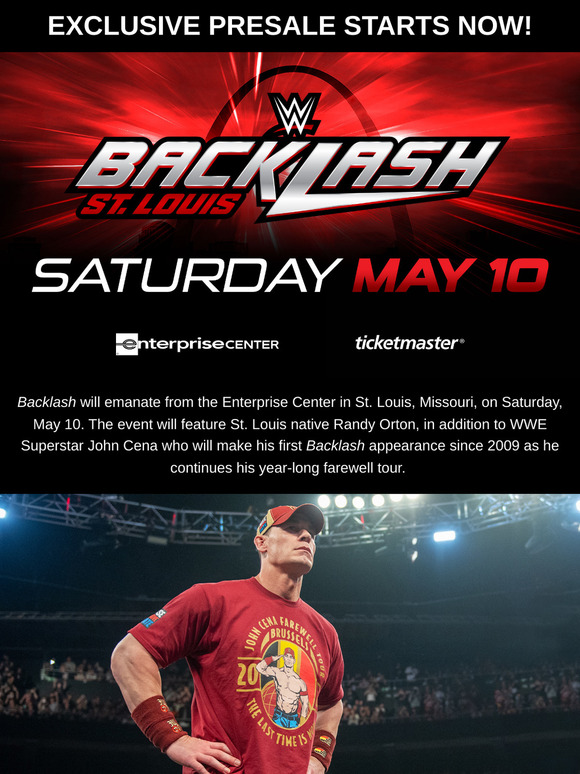WWE Shop: 🚨PRESALE STARTS NOW! Backlash in St. Louis! | Milled