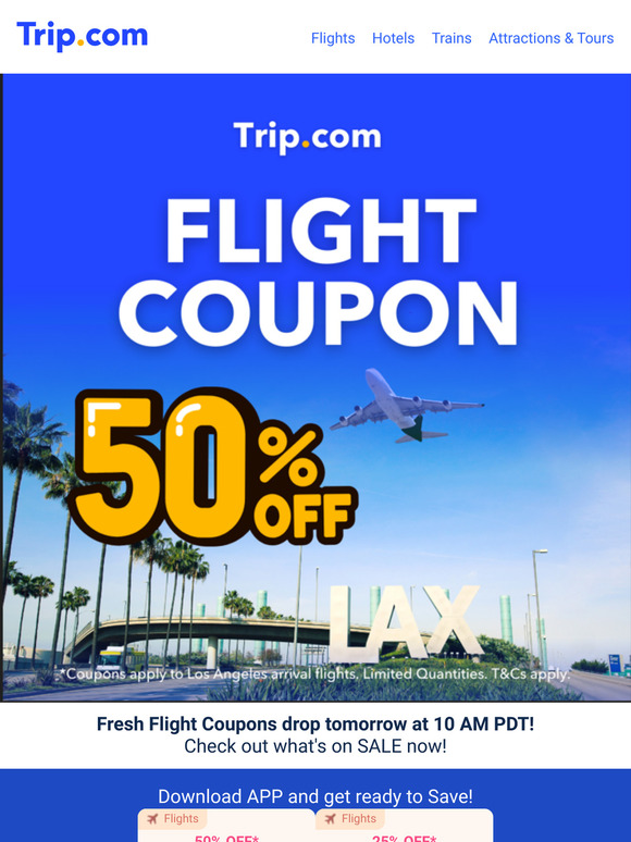 New 50% OFF Flight Coupons await!