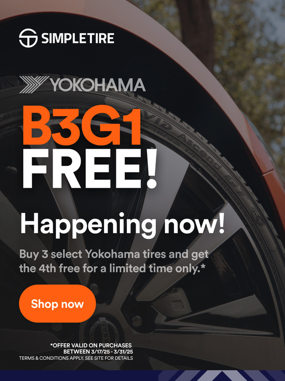 🌟 Don't Miss Out on this Yokohama Buy 3, Get 1 Free Offer!