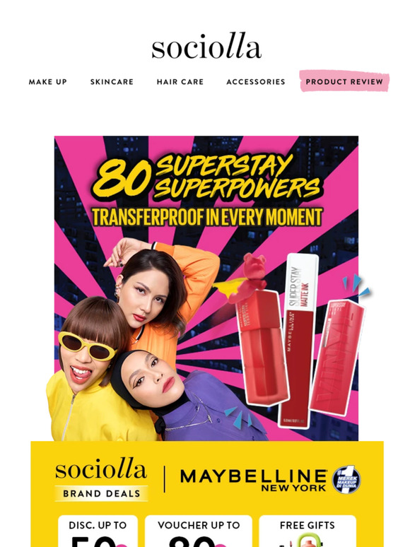 Maybelline up to 50% OFF💘FREE Chako Lab + Voucher up to 80K