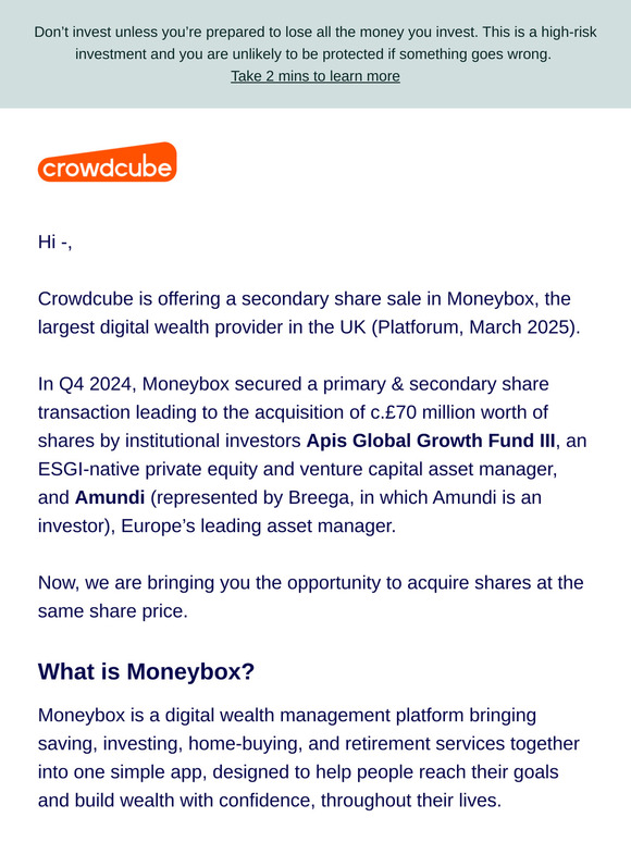 Moneybox | Join the latest secondary share offer to purchase shares