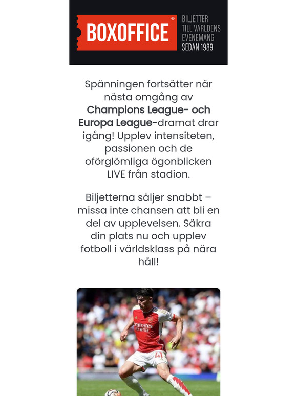 ⚽ Missa inte de kommande Champions League- och Europa League-matcherna – 🎟️ Boka nu!