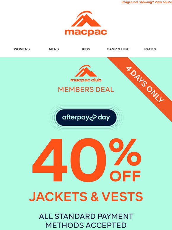 Members, 40% Off Jackets & Vests—4 Days Only