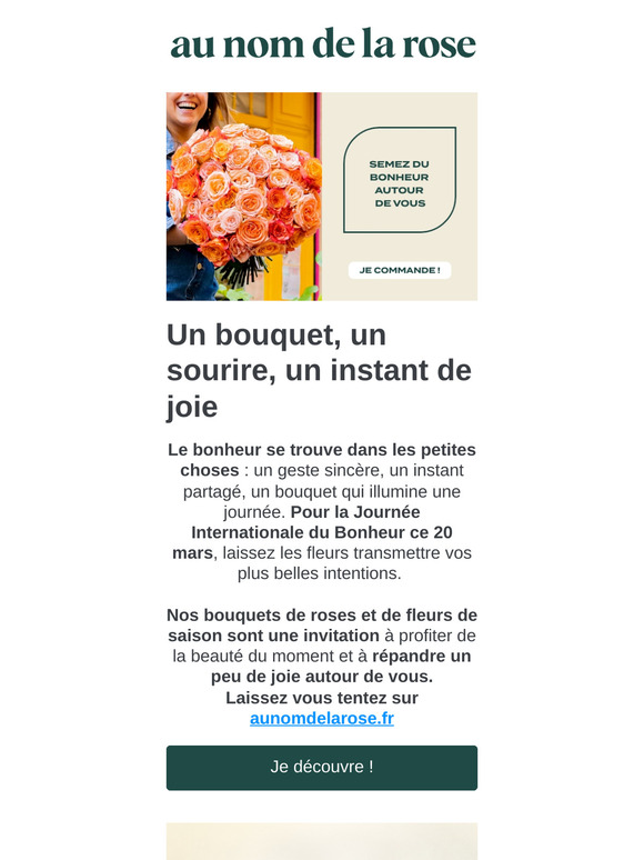 🌹 Célébrez la Journée Internationale du Bonheur en fleurs !