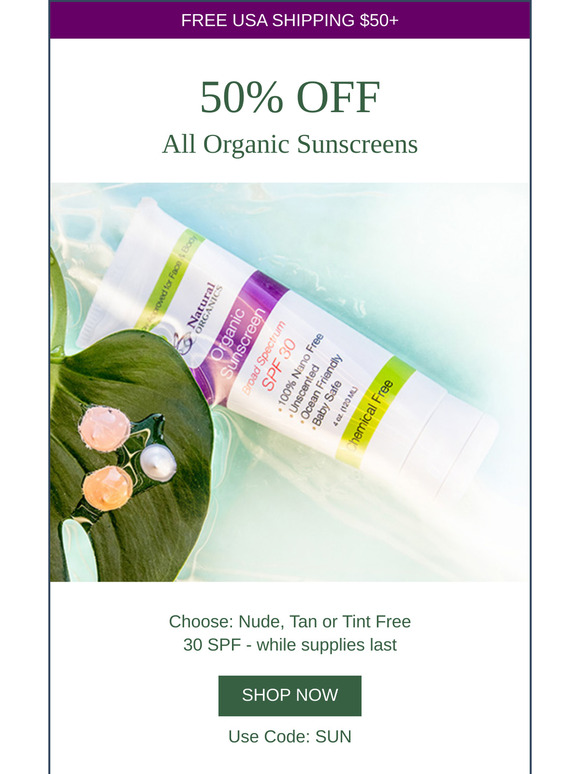 🌞 Keep Your Skin Happy with 50% Off Organic Sunscreen