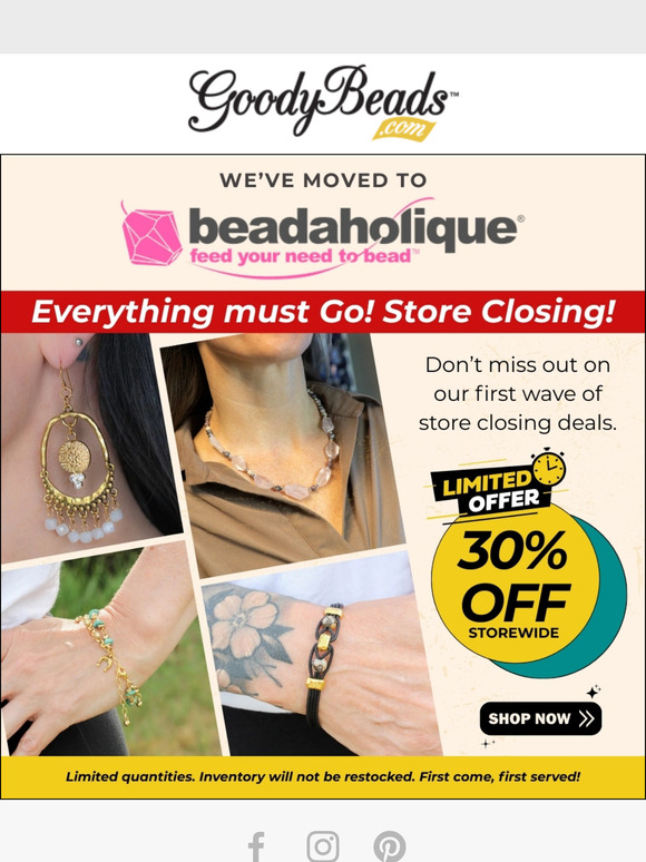 Store Closing: 30% OFF Everything to Kick Off Our Big Farewell Sale!