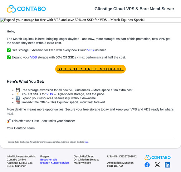 March Equinox Promo – Free  Extra Storage for VPS & 50% Off SSD for VDS!