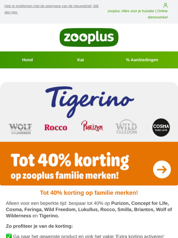 💫 Tot 40% korting op zooplus familie merken