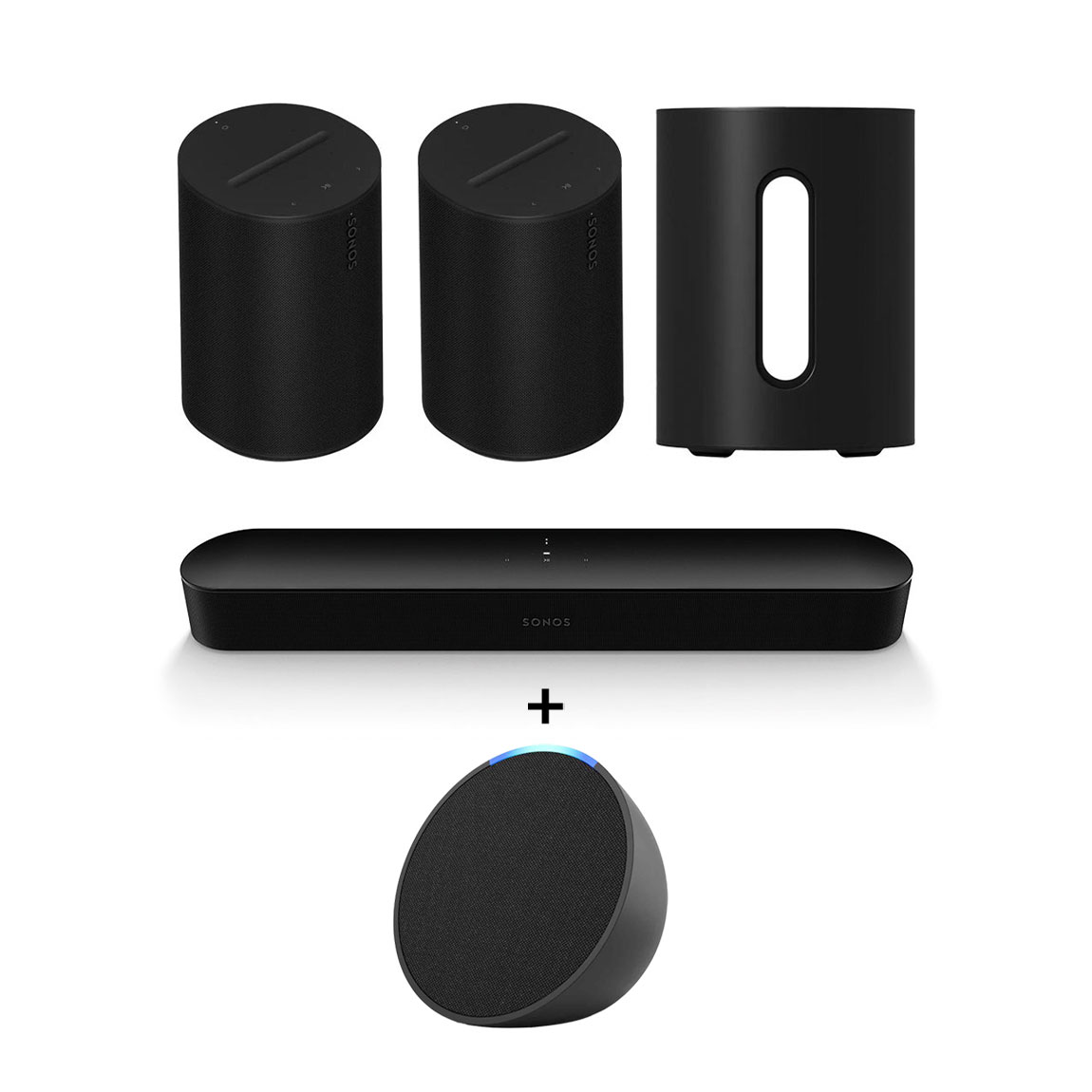 Image of Sonos 5.1 Heimkino Set - mit Beam Gen. 2, 2x Era 100 und Sub Mini + Amazon Echo Pop