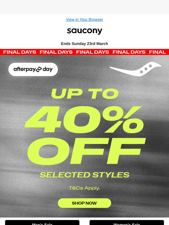 Ends Sunday 23rd March | Afterpay Day Sale