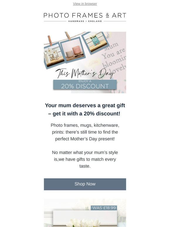 Happy Mother’s Day – enjoy a 20% discount!