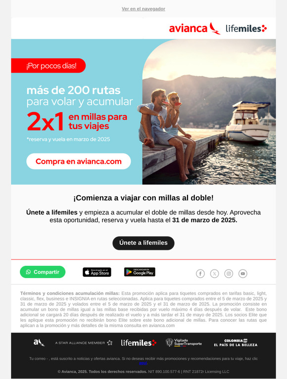 ¡2x1 en millas! No dejes que se te escape ✈️