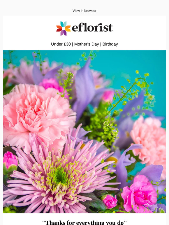 Save up to £15 off Mother's Day bouquets 💐